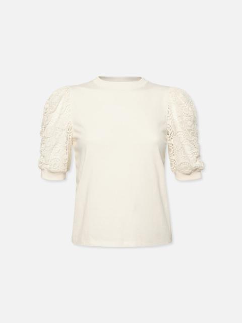 FRAME Lace Sleeve Frankie Tee in Cream