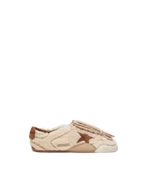 Golden Goose true-star in beige shearling with tan leather star sneakers