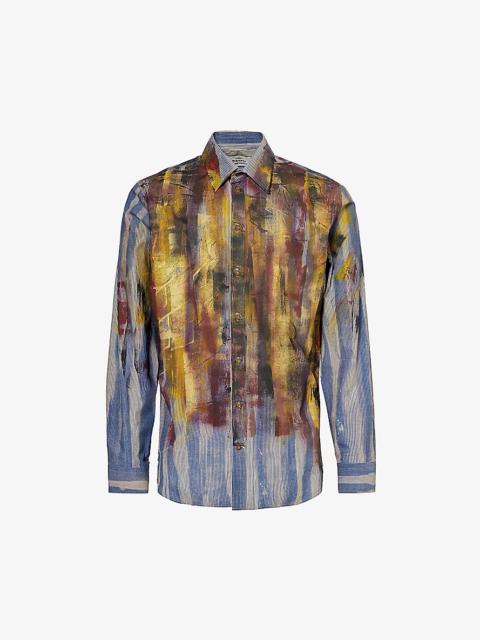 Ghost paint-splattered cotton-poplin shirt