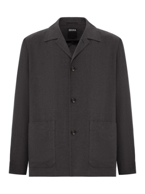 ZEGNA WOOL AND LINEN MIX JACKET WITH PATCHED POCKETS