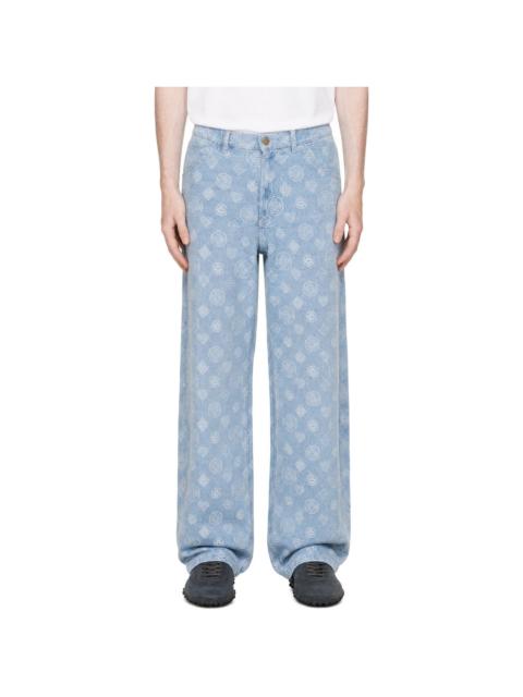 CASABLANCA Blue Relaxed-Fit Monogram Jeans