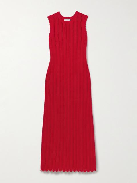 Altuzarra Sissi ribbed open-knit organic cotton midi dress Red