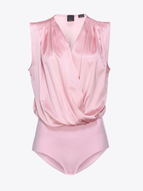 PINKO STRETCH SATIN WRAP-FRONT BODYSUIT