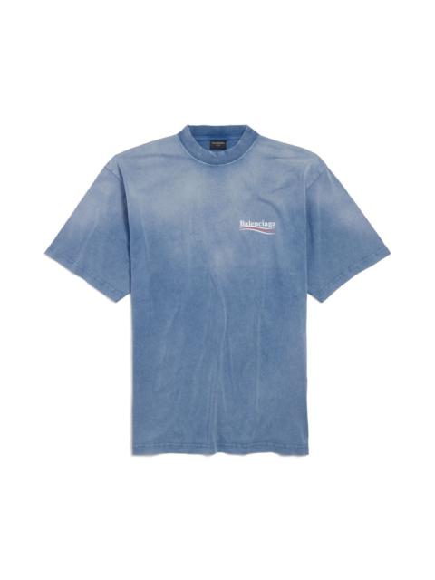 BALENCIAGA Men's Political Campaign T-shirt Medium Fit in Faded Blue/white/red