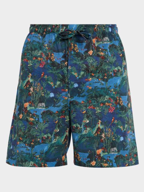 Derek Rose Men's Cotton Batiste Jungle Print Lounge Shorts