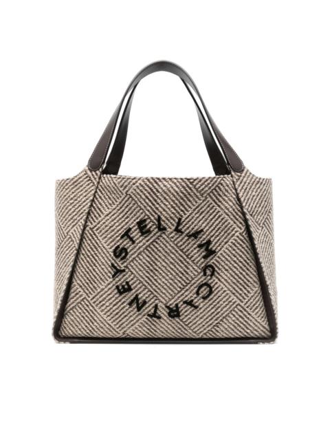 Stella McCartney Embroidered raffia Stella Logo shopping bag