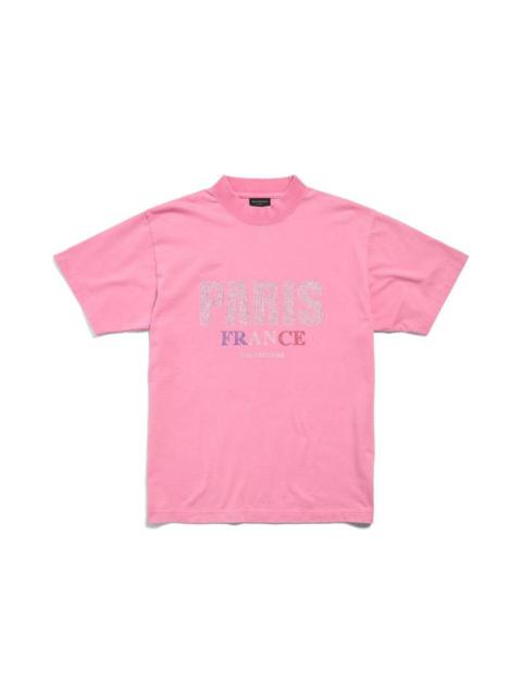 BALENCIAGA Paris Strass T-shirt Small Fit  in Faded Pink