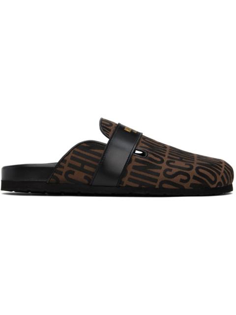 Moschino Black & Brown Logo Slippers