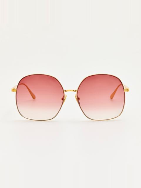 LINDA FARROW Suki Sunglasses in 22K Gold and Red