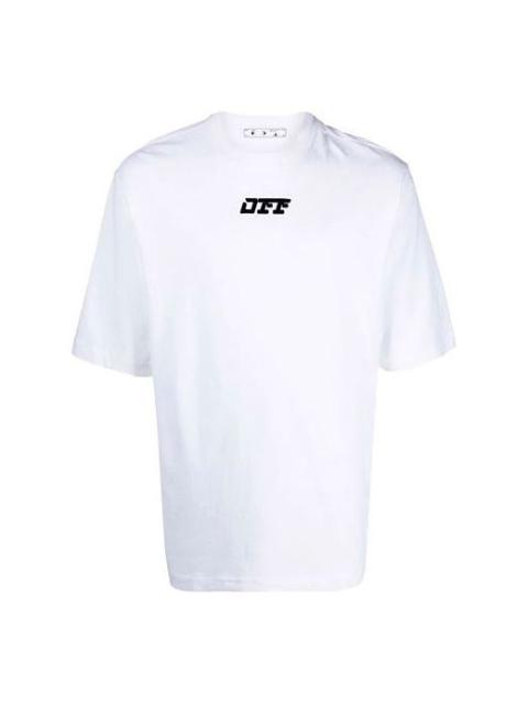 Men's Off-White FW21 Logo Round Neck Short Sleeve Loose Fit White T-Shirt OMAA119F21JER0040110