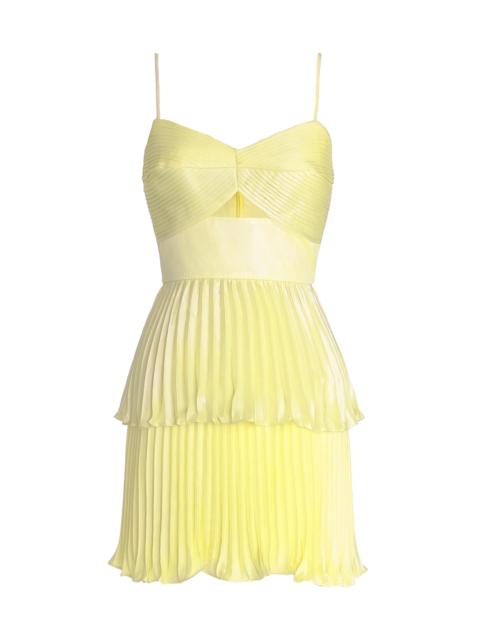 Dress The Population Women's Jianna Pleated Tiered Minidress - Celery Juice