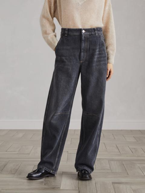 Authentic denim soft curved trousers