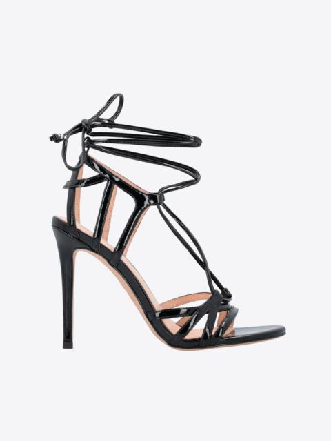 PINKO LAMINATED MIRROR-EFFECT SANDALS