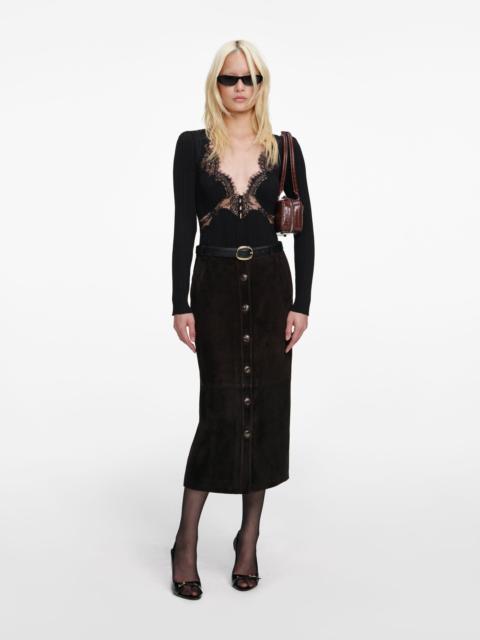 self-portrait Black Lace Knit Top