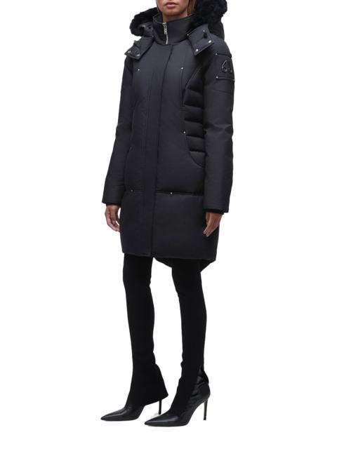 MOOSE KNUCKLES Moose Knuckles Baltic Down Parka with Genuine Shearling Trim in Navy/Black at Nordstrom