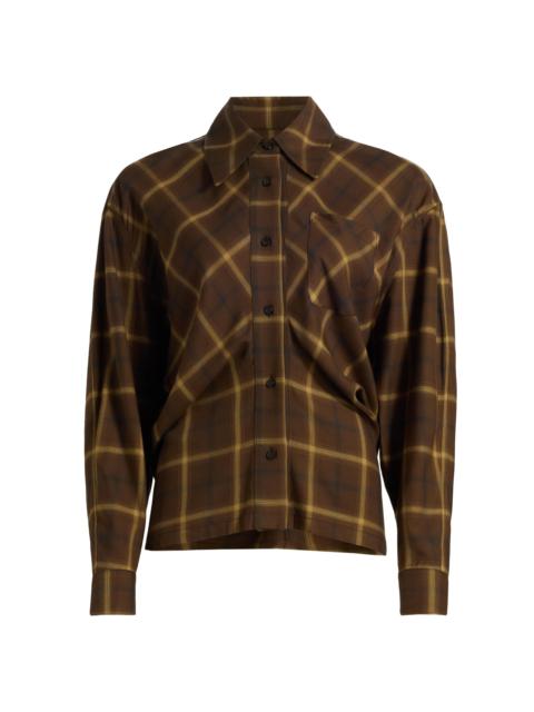 CO Women's Check Plaid Banana-Sleeve Shirt - Chocolate