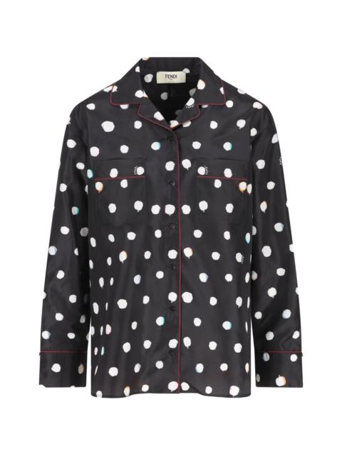FENDI polka-dot piped shirt