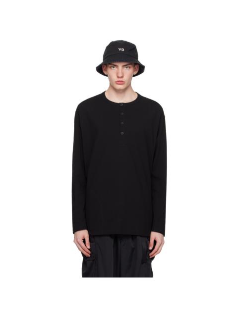 Black Buttoned Long Sleeve T-Shirt