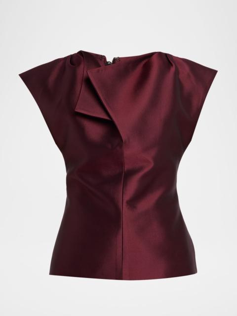 CHRISTOPHER JOHN ROGERS Silk Peel Cap-Sleeve Top