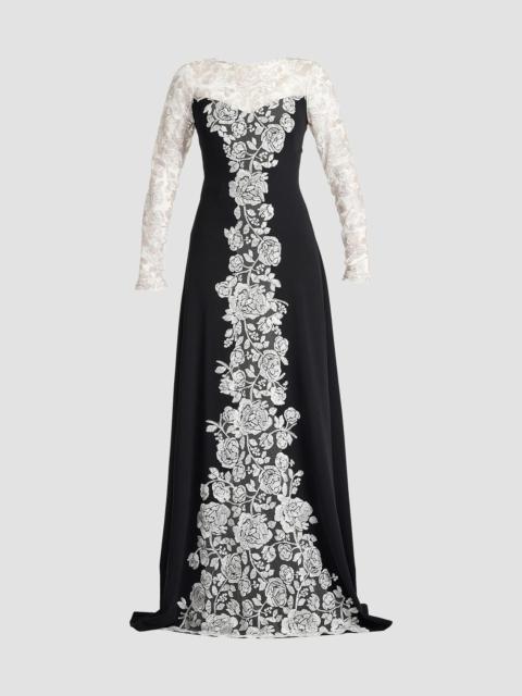 TADASHI SHOJI Women's Kalico Embroidered Illusion Gown - Ivory Black