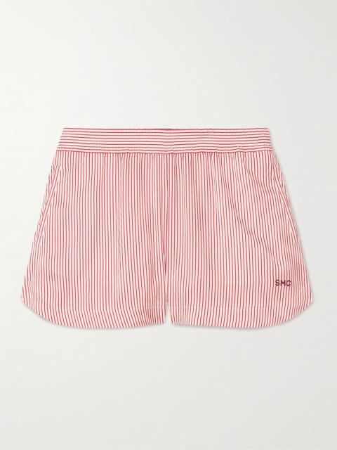 Stella McCartney Embroidered Striped Organic Silk Shorts