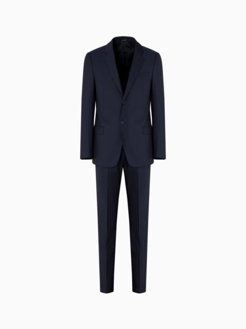 EMPORIO ARMANI SINGLE-BREASTED SUIT IN MICRO-DESIGN HIGH-TWIST VIRGIN WOOL
