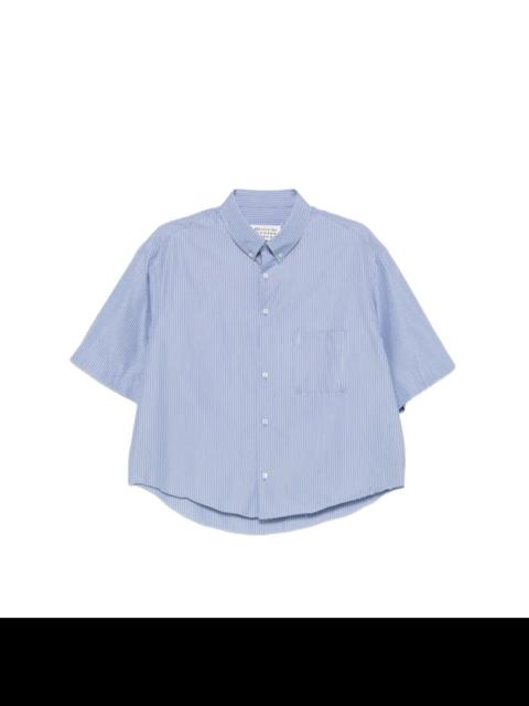 Maison Margiela SHORT-SLEEVED SHIRT - BLUE/KHAKI STRIPE