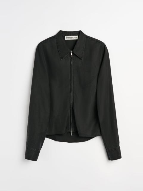 Our Legacy Slim Zip Shirt Lacquer Black Mirror Tencel