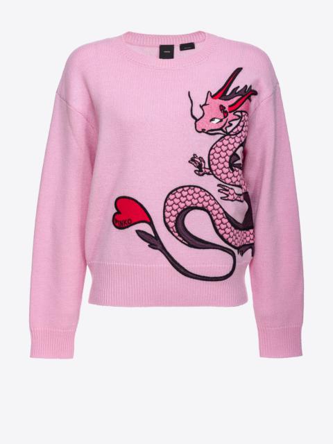 PINKO SWEATER WITH DRAGON EMBROIDERY