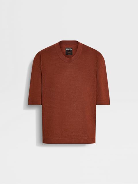 ZEGNA BRICK RED OASI LINO T-SHIRT