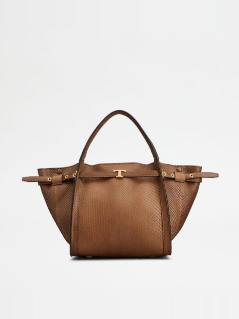 Tod's SHOPPING BAG IN PYTHON SMALL - BROWN