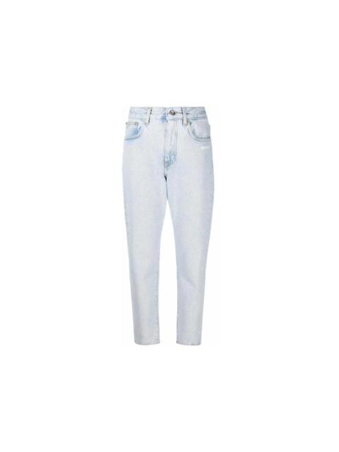 Off-White OFF-WHITE Diag Straight Leg 5 Pocket Jeans Light Lbue White