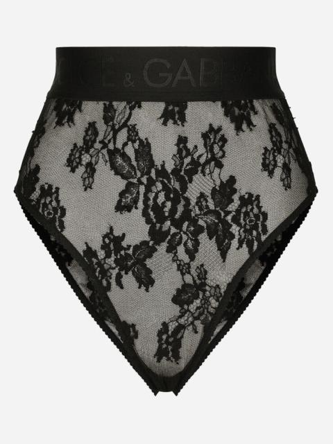 Dolce & Gabbana High-waisted lace briefs with branded elastic