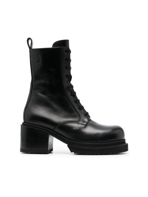 PINKO 70mm leather combat boots