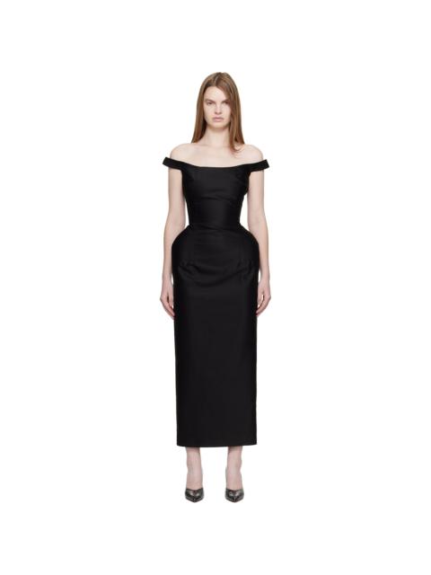 MAGDA BUTRYM Black Off-Shoulder Hip Pad Maxi Dress