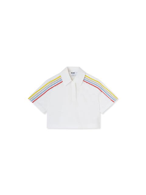 Poplin polo shirt with applications