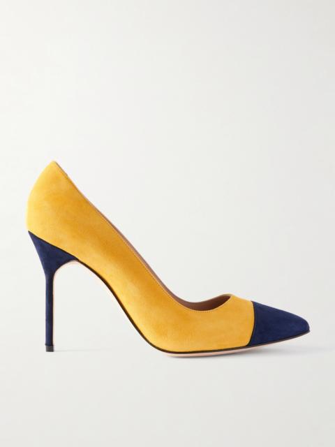Manolo Blahnik Capcour 105 Two-tone Suede Point-toe Pumps