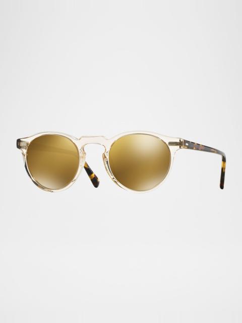 Oliver Peoples Gregory Peck 47 Round Sunglasses, Yellow