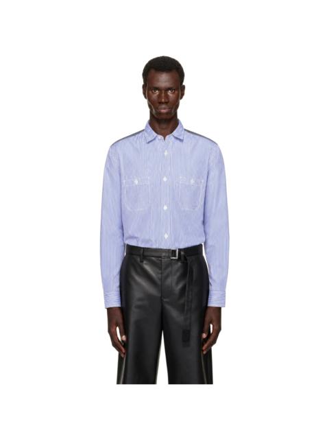 Junya Watanabe MAN White & Blue Cotton Striped Shirt