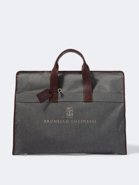 Brunello Cucinelli Leather-trimmed canvas garment bag