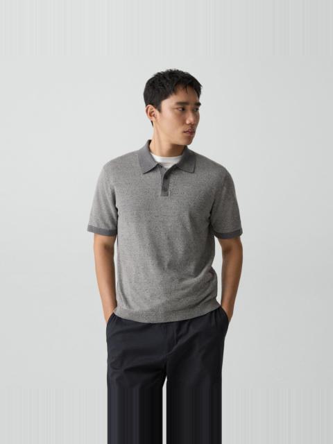 Theory Short-Sleeve Polo Shirt in Silk Linen
