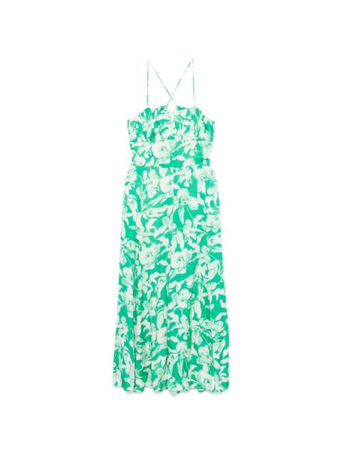 maje floral-print midi dress