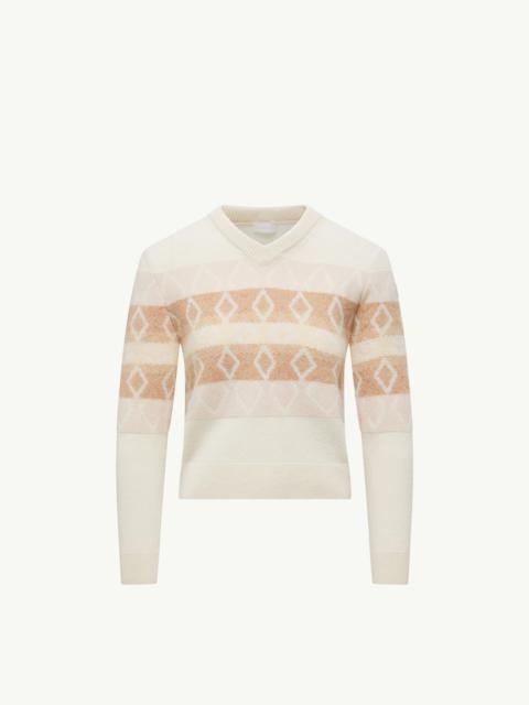Moncler Rhombus Pattern Wool V-Neck Sweater