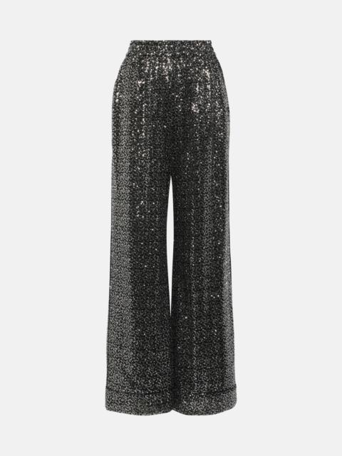 Sequined high-rise wide-leg pants