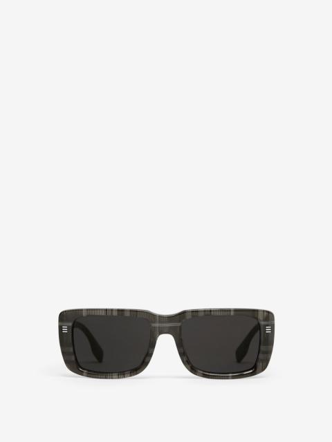 Check Rectangular Frame Sunglasses