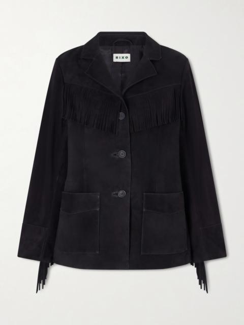 RIXO Teagan Fringed Suede Jacket
