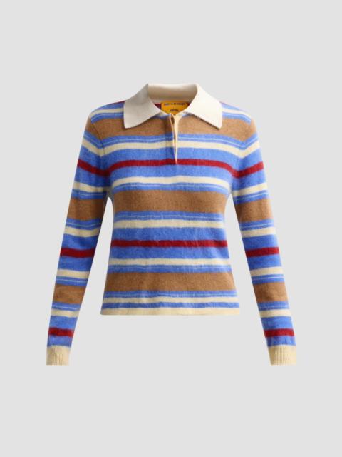 GUEST IN RESIDENCE Women's Grizzly Cashmere Crop Rugby Sweater - Reservoir Combo