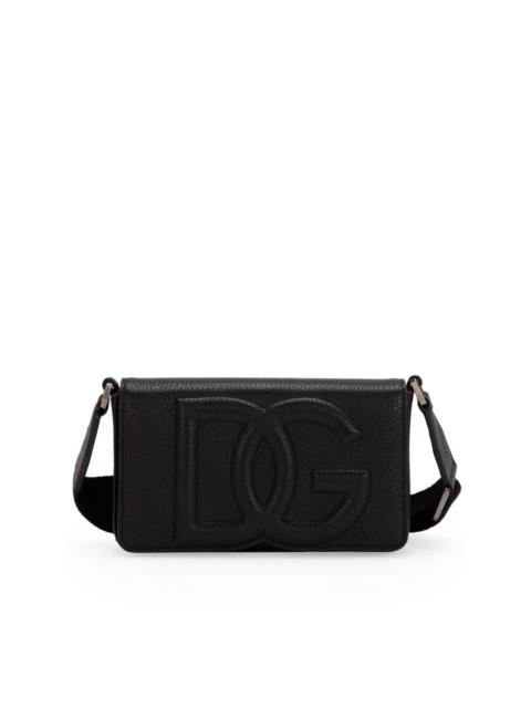 Dolce & Gabbana logo-embossed leather messenger bag