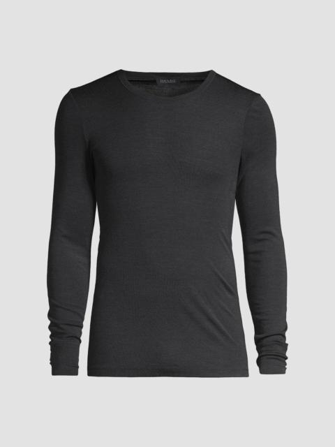 HANRO Men's Woolen Silk Long Sleeve Crewneck Tee - Charcoal