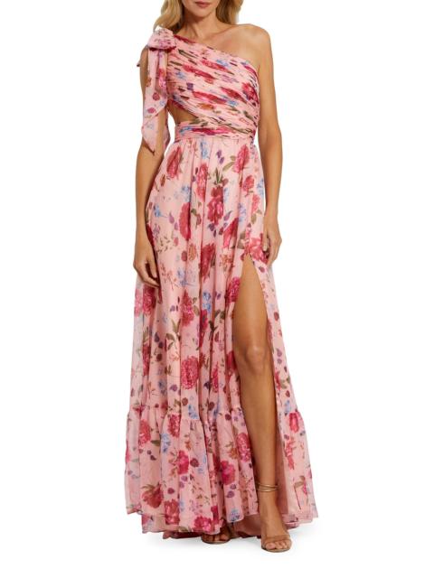 MAC DUGGAL Women's Floral Chiffon Cut-Out One-Shoulder Gown - Blush Multi